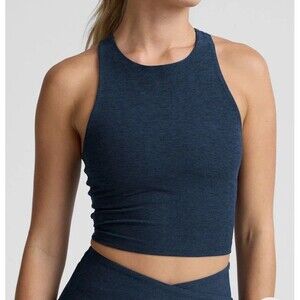 Beyond Yoga Spacedye Refocus Cropped Tank Top Size XL Racerback Nocturnal Navy